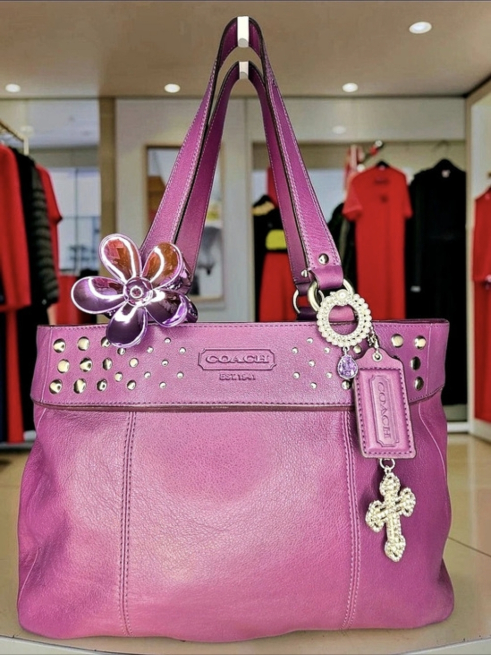 Vintage Coach Studded East West Tote (Style F15235)